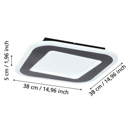 Eglo - LED Zatemnitvena stropna svetilka LED/20W/230V 2700-6500K črna + Daljinski upravljalnik