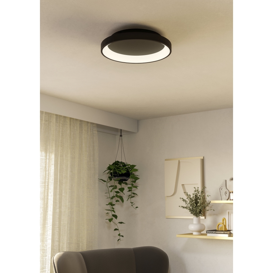 Eglo - LED Zatemnitvena stropna svetilka LED/12W/230V 2700-6500K črna + Daljinski upravljalnik