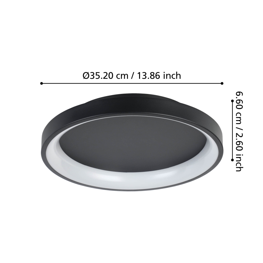 Eglo - LED Zatemnitvena stropna svetilka LED/12W/230V 2700-6500K črna + Daljinski upravljalnik