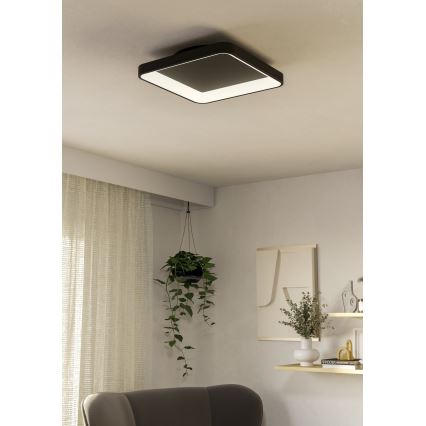 Eglo - LED Zatemnitvena stropna svetilka LED/12W/230V 2700-6500K črna + Daljinski upravljalnik