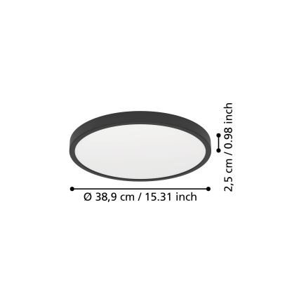 Eglo - LED stropna svetilka LED/17W/230V 2700/4000/6500K premer 38,9 cm črna