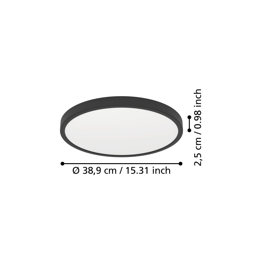 Eglo - LED stropna svetilka LED/17W/230V 2700/4000/6500K premer 38,9 cm črna