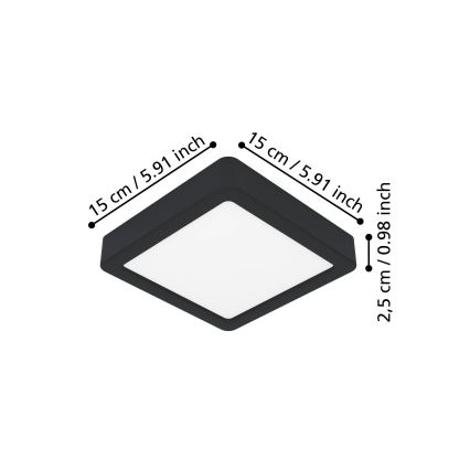 Eglo - LED stropna svetilka LED/7W/230V 2700/4000/6500K 15x15cm črna