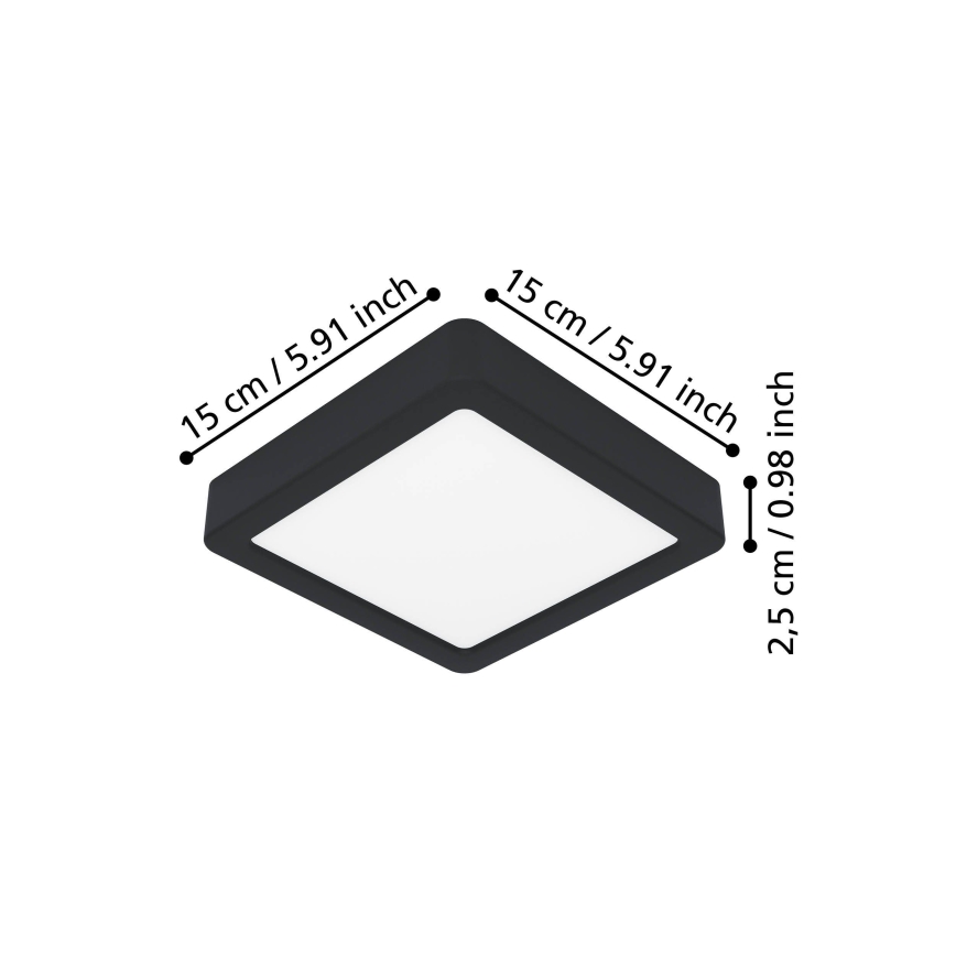 Eglo - LED stropna svetilka LED/7W/230V 2700/4000/6500K 15x15cm črna