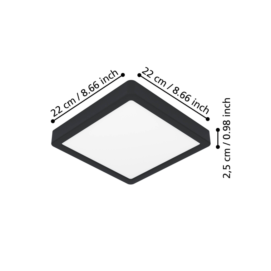 Eglo - LED stropna svetilka LED/10,5W/230V 2700/4000/6500K 22x22cm črna
