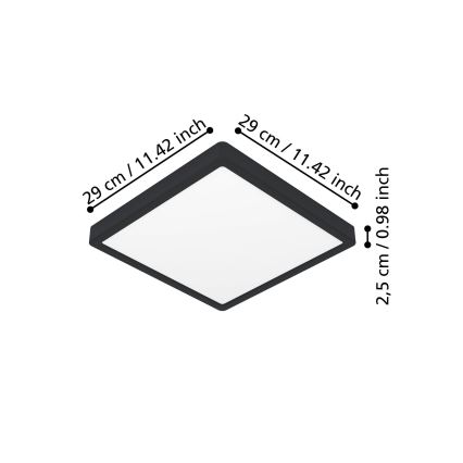Eglo - stropna LED svetilka LED/13W/230V 2700/4000/6500K 29x29cm črna