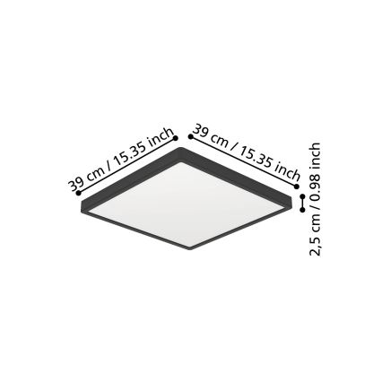 Eglo - LED stropna svetilka LED/17,5W/230V 2700/4000/6500K 39x39 cm črna