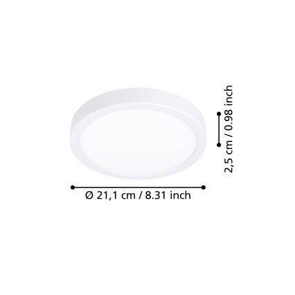 Eglo - LED stropna svetilka LED/11,5W/230V 2700/4000/6500K premer 21,1 cm bela
