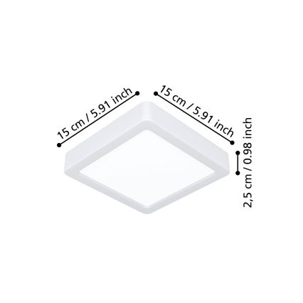Eglo - LED stropna svetilka LED/7W/230V 2700/4000/6500K 15x15 cm bela