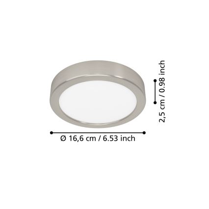 Eglo - LED stropna svetilka LED/7,5W/230V 2700/4000/6500K, premer 16,6 cm, mat krom