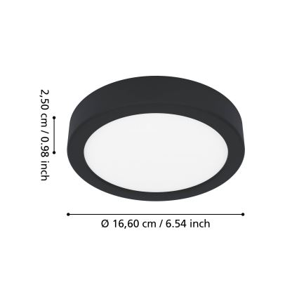 Eglo - LED stropna svetilka za kopalnico, 7,5 W, 230 V, 2700/4000/6500 K, premer 16,6 cm, IP44, črna