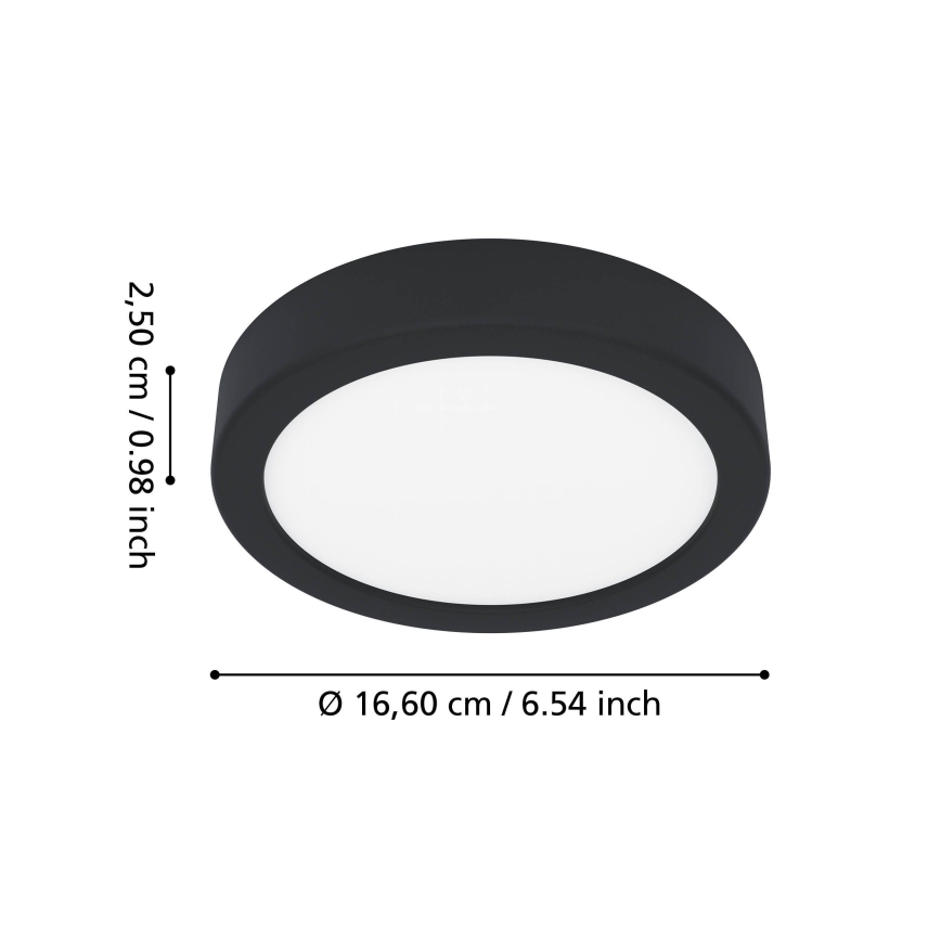 Eglo - LED stropna svetilka za kopalnico, 7,5 W, 230 V, 2700/4000/6500 K, premer 16,6 cm, IP44, črna