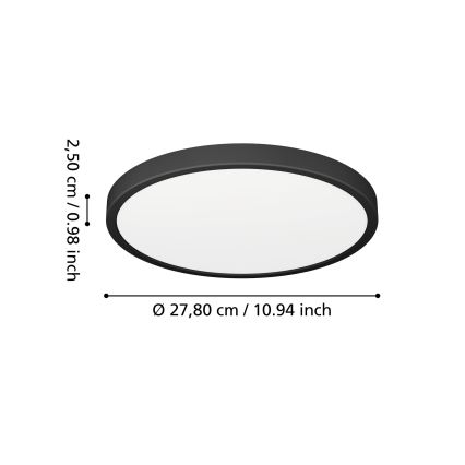 Eglo - LED stropna svetilka za kopalnico LED/14,2W/230V 2700/4000/6500K Ø 27,8 cm IP44 črna