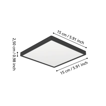 Eglo - LED stropna svetilka za kopalnico LED/7W/230V 2700/4000/6500K 15x15 cm IP44 črna