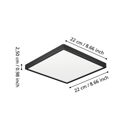 Eglo - LED kopalniška stropna svetilka LED/10,5W/230V 2700/4000/6500K 22x22 cm IP44 črna