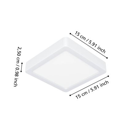 Eglo - LED stropna svetilka za kopalnico LED/7W/230V 2700/4000/6500K 15x15 cm IP44 bela