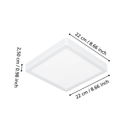 Eglo - LED stropna svetilka za kopalnico LED/10,5W/230V 2700/4000/6500K 22x22 cm IP44 bela