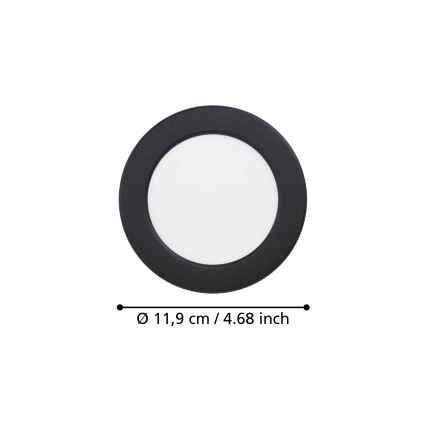 Eglo - vgradna LED stropna svetilka 6,3W/230V 2700/4000/6500K premer 11,9 cm črna