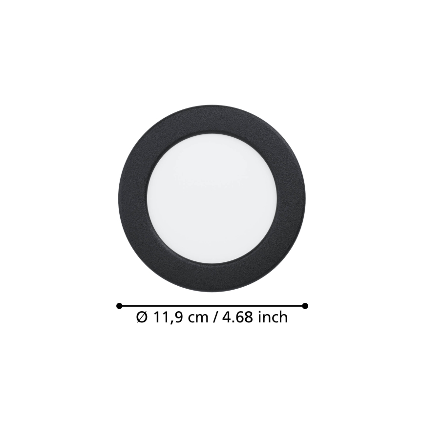 Eglo - vgradna LED stropna svetilka 6,3W/230V 2700/4000/6500K premer 11,9 cm črna