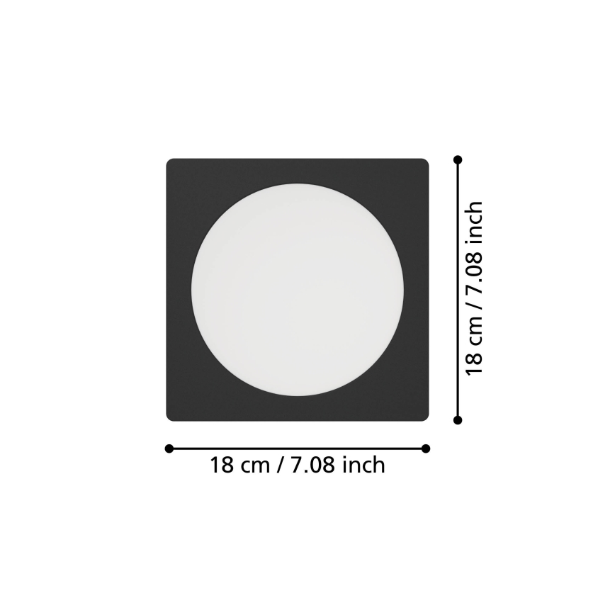Eglo - LED vgradna stropna svetilka LED/10,5W/230V 2700/4000/6500K 16,6x16,6 cm črna