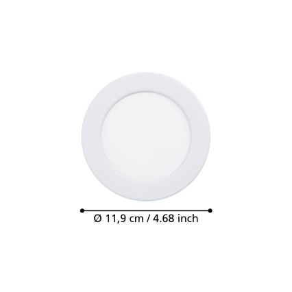 Eglo - vgradna stropna LED svetilka, 6,3 W, 230 V, 2700/4000/6500 K, premer 11,9 cm, bela