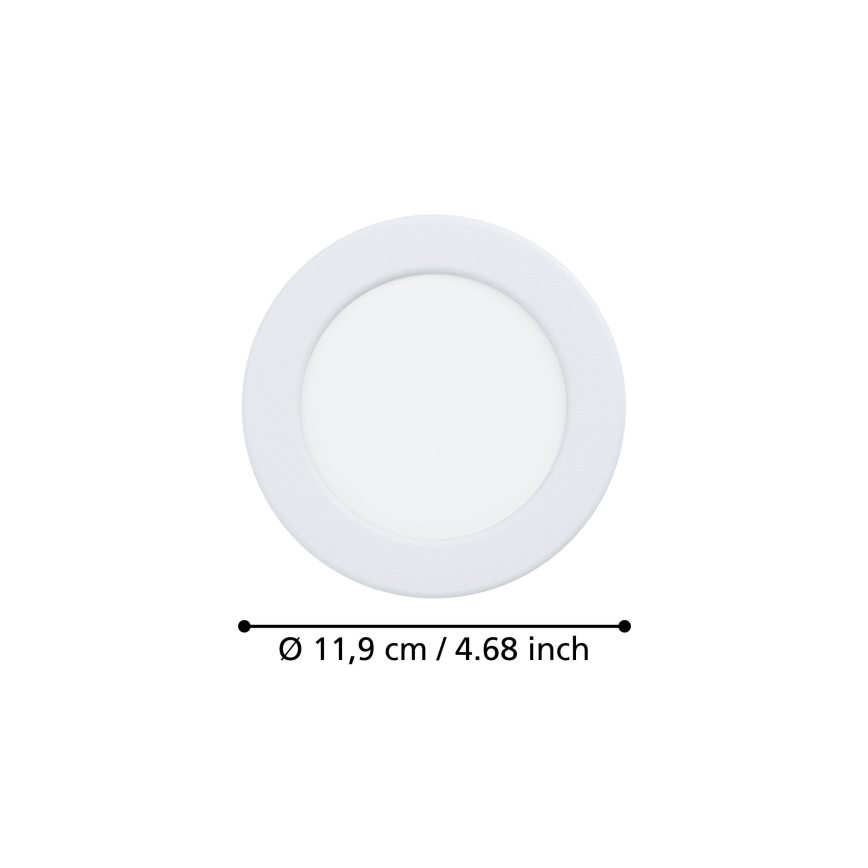 Eglo - vgradna stropna LED svetilka, 6,3 W, 230 V, 2700/4000/6500 K, premer 11,9 cm, bela