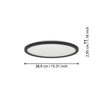 Eglo - LED Kopalniška stropna svetilka LED/18,5W/230V 2700K/4000K/6500K pr. 38,9 cm IP44 črna