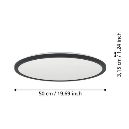 Eglo - LED Kopalniška stropna svetilka LED/16,8W/230V 2700/4000/6500K pr. 50 cm IP44 črna