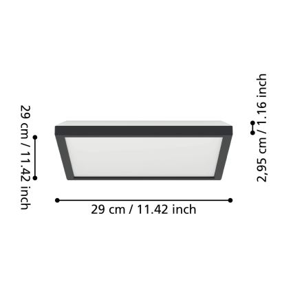 Eglo - LED Kopalniška stropna svetilka LED/13,4W/230V 2700/4000/6500K 29x29 cm IP44 črna