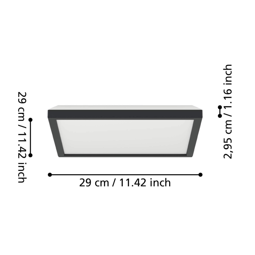 Eglo - LED Kopalniška stropna svetilka LED/13,4W/230V 2700/4000/6500K 29x29 cm IP44 črna