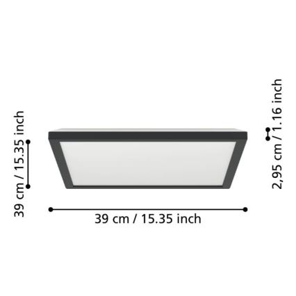 Eglo - LED Kopalniška stropna svetilka LED/17,6W/230V 2700/4000/6500K 39x39 cm IP44 črna
