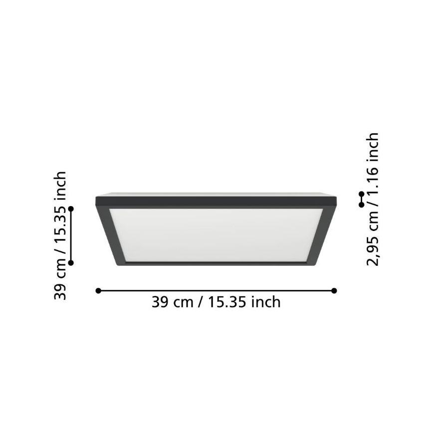 Eglo - LED Kopalniška stropna svetilka LED/17,6W/230V 2700/4000/6500K 39x39 cm IP44 črna
