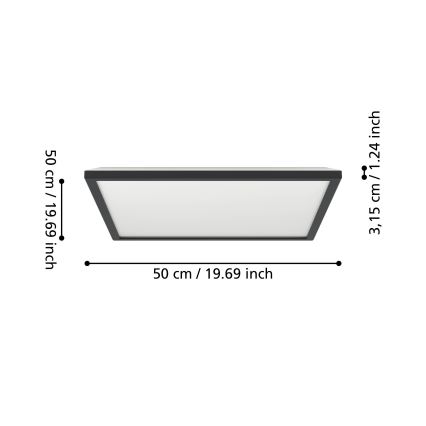 Eglo - LED Kopalniška stropna svetilka LED/17W/230V 2700/4000/6500K 50x50 cm IP44 črna