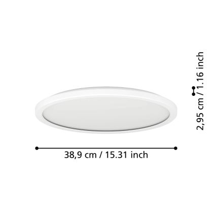 Eglo - LED Kopalniška stropna svetilka LED/18,5W/230V 2700/4000/6500K pr. 38,9 cm IP44 bela