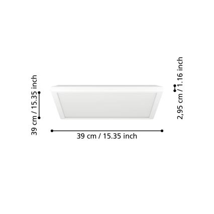 Eglo - LED Kopalniška stropna svetilka LED/17,6W/230V 2700K/4000K/6500K 39x39 cm IP44 bela