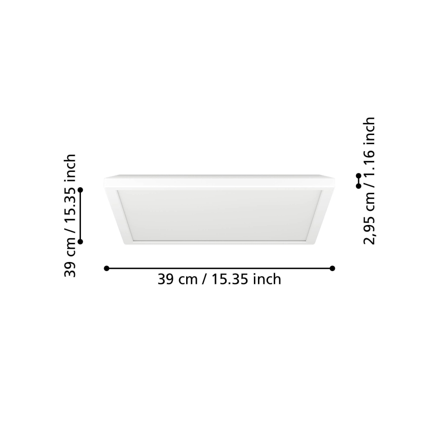 Eglo - LED Kopalniška stropna svetilka LED/17,6W/230V 2700K/4000K/6500K 39x39 cm IP44 bela