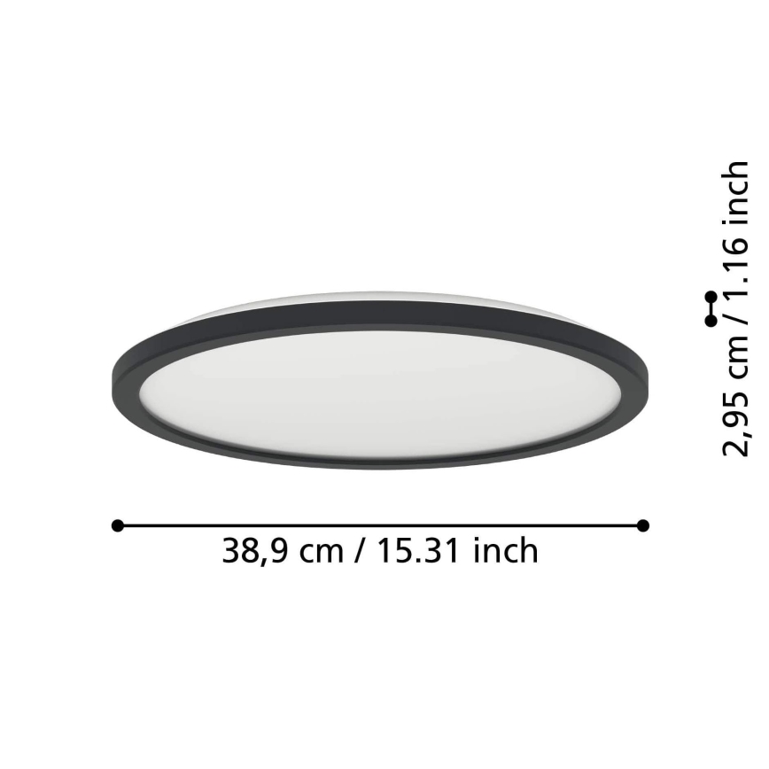 Eglo - LED Kopalniška zatemnitvena stropna svetilka LED/18,5W/230V 2700-6500K pr. 38,9 cm IP44 črna + Daljinski upravljalnik