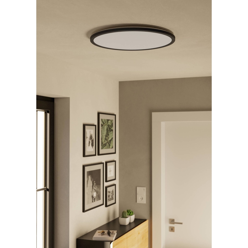 Eglo - LED Kopalniška zatemnitvena stropna svetilka LED/16,8W/230V 2700-6500K pr. 50 cm IP44 črna + Daljinski upravljalnik