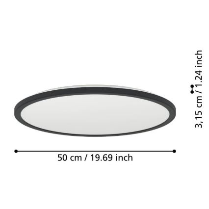 Eglo - LED Kopalniška zatemnitvena stropna svetilka LED/16,8W/230V 2700-6500K pr. 50 cm IP44 črna + Daljinski upravljalnik
