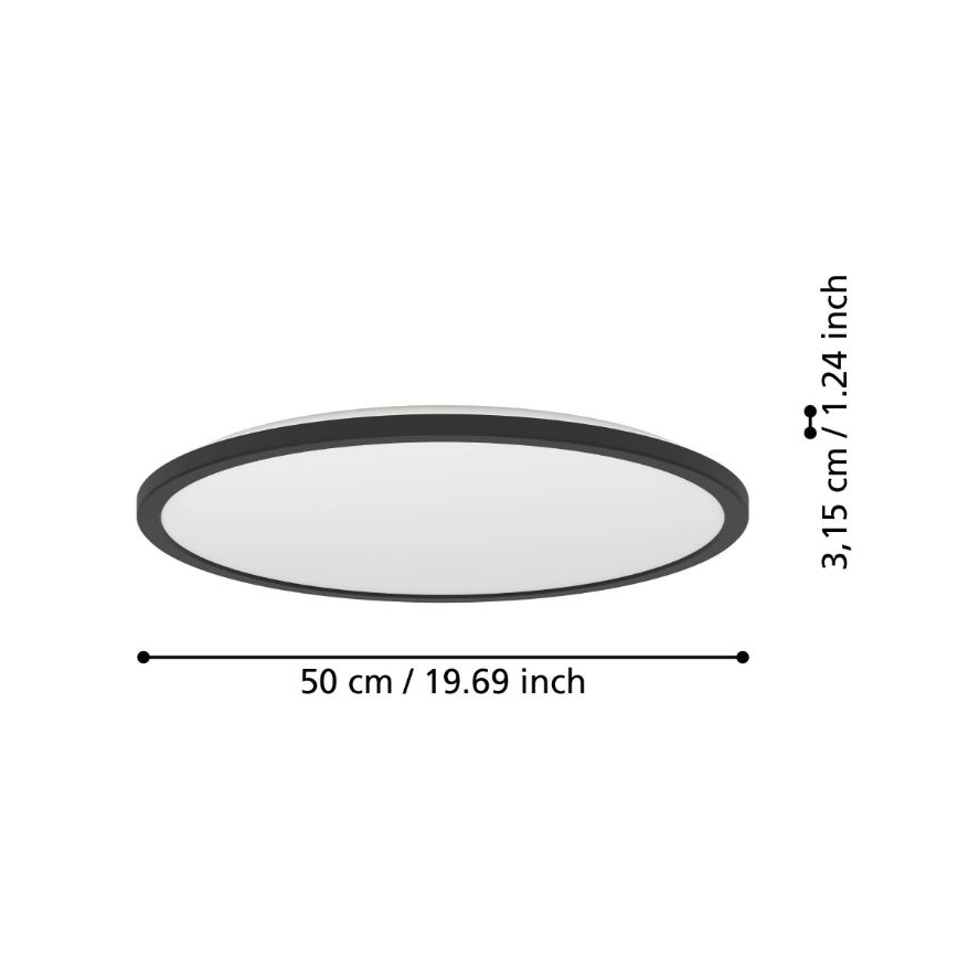 Eglo - LED Kopalniška zatemnitvena stropna svetilka LED/16,8W/230V 2700-6500K pr. 50 cm IP44 črna + Daljinski upravljalnik