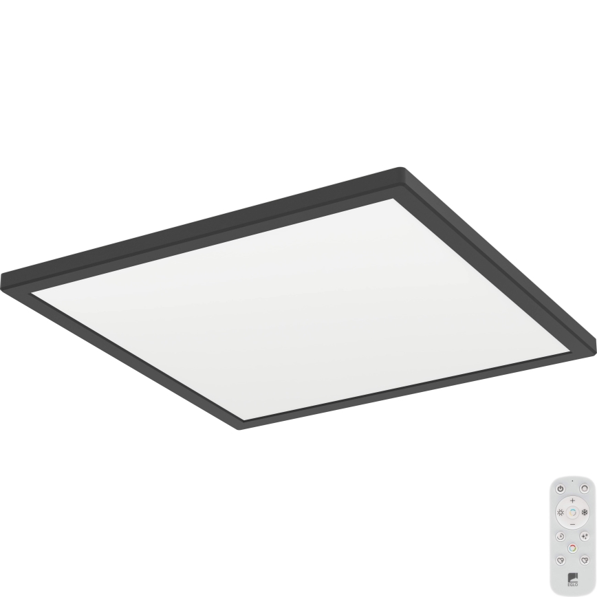 Eglo - LED Kopalniška zatemnitvena stropna svetilka LED/17,6W/230V 2700-6500K 39x39 cm IP44 črna + Daljinski upravljalnik