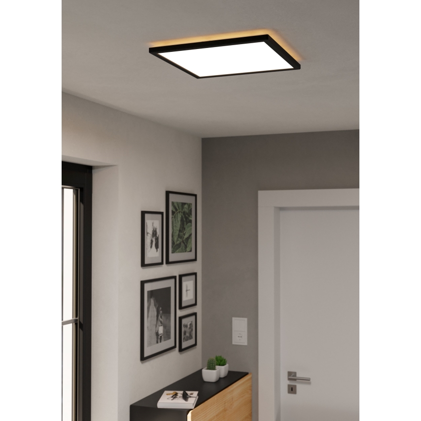 Eglo - LED Kopalniška zatemnitvena stropna svetilka LED/17,6W/230V 2700-6500K 39x39 cm IP44 črna + Daljinski upravljalnik