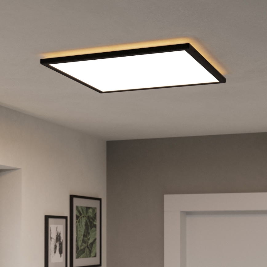 Eglo 901457 - LED Kopalniška zatemnitvena stropna svetilka LED/17W/230V 2700-6500K 50x50 cm IP44 črna + Daljinski upravljalnik