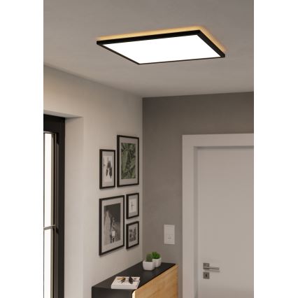 Eglo 901457 - LED Kopalniška zatemnitvena stropna svetilka LED/17W/230V 2700-6500K 50x50 cm IP44 črna + Daljinski upravljalnik