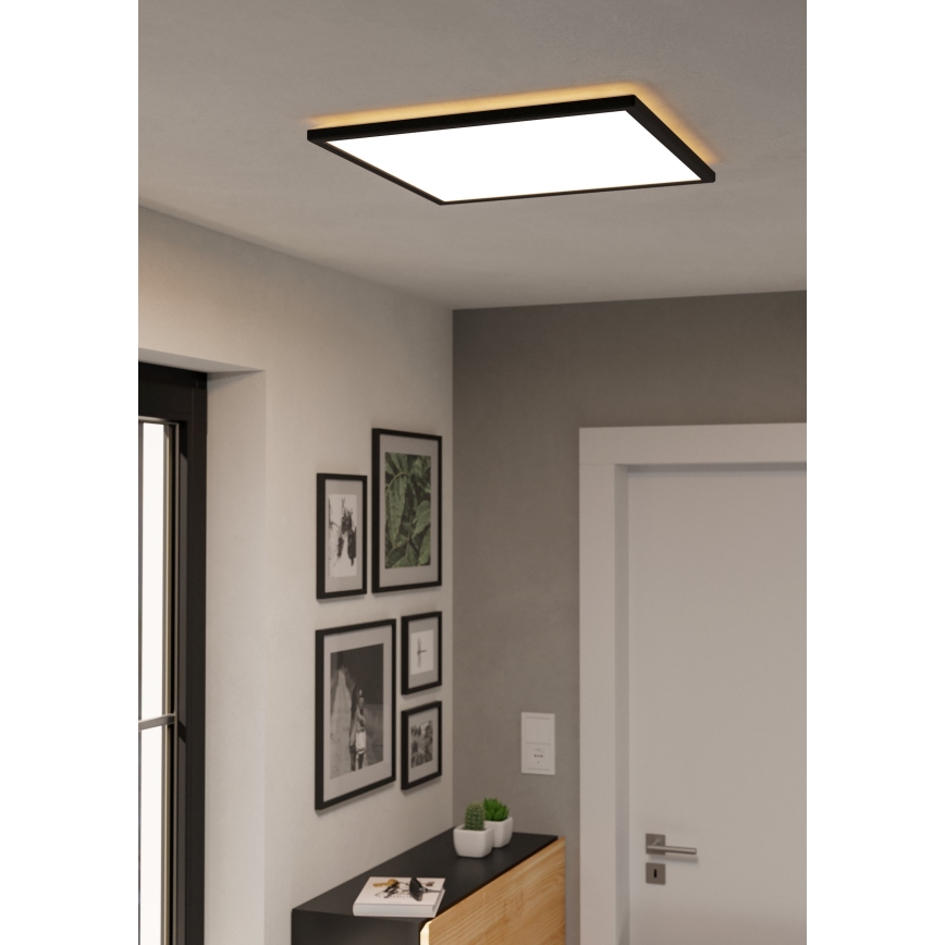 Eglo 901457 - LED Kopalniška zatemnitvena stropna svetilka LED/17W/230V 2700-6500K 50x50 cm IP44 črna + Daljinski upravljalnik