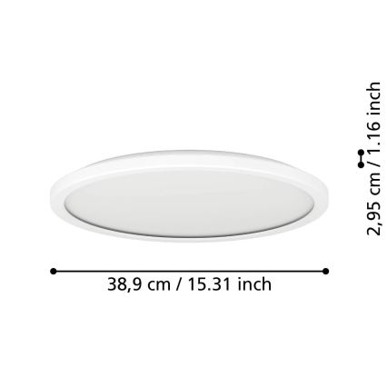 Eglo - LED Kopalniška zatemnitvena stropna svetilka LED/18,5W/230V 2700-6500K pr. 38,9 cm IP44 bela + Daljinski upravljalnik