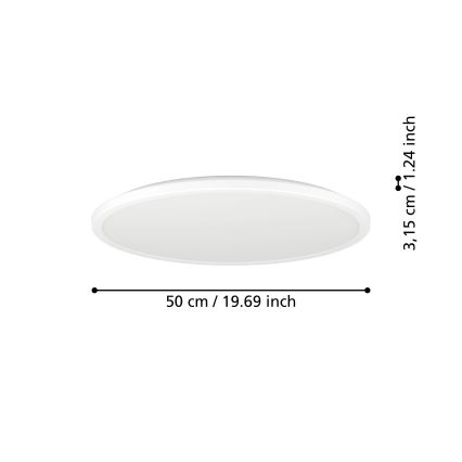 Eglo - LED Kopalniška zatemnitvena stropna svetilka LED/16,8W/230V 2700-6500K pr.50 cm IP44 bela + Daljinski upravljalnik