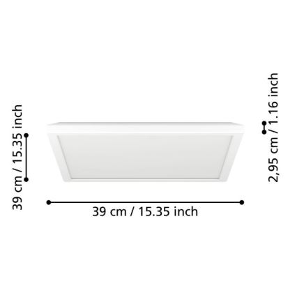 Eglo - LED Kopalniška zatemnitvena stropna svetilka LED/17,6W/230V 2700-6500K 39x39 cm IP44 bela + Daljinski upravljalnik