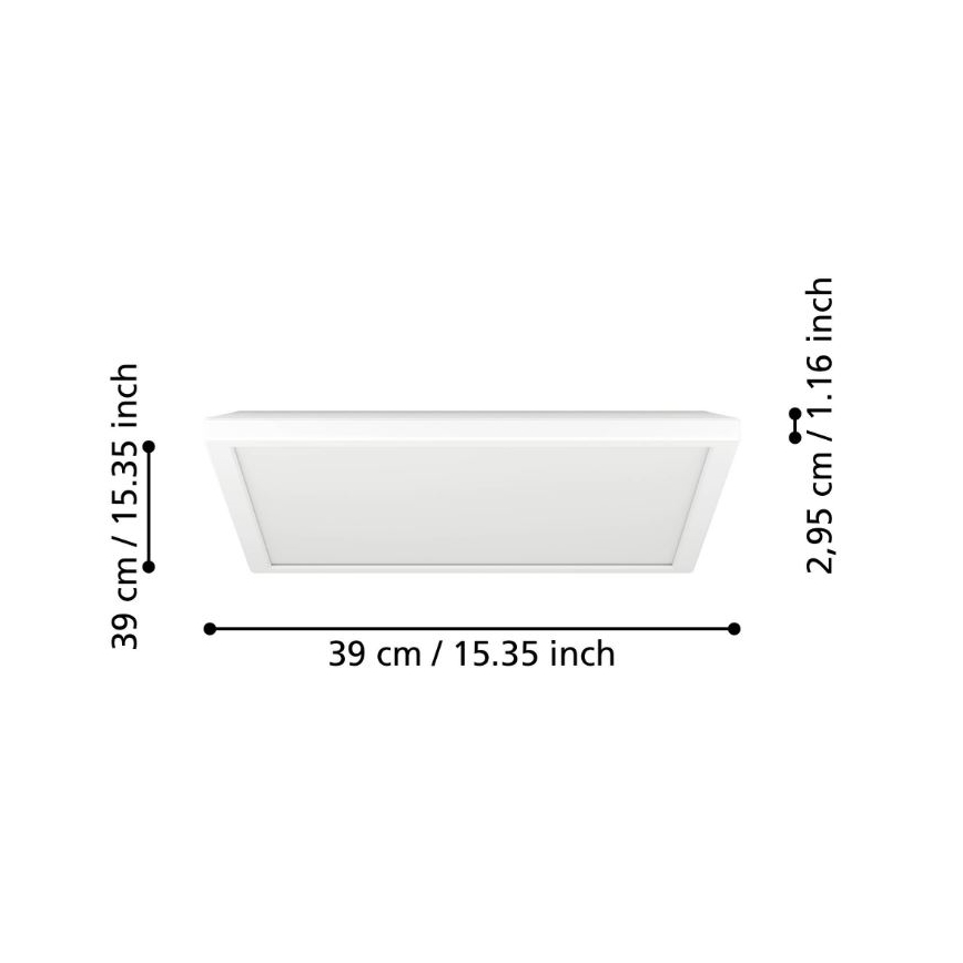 Eglo - LED Kopalniška zatemnitvena stropna svetilka LED/17,6W/230V 2700-6500K 39x39 cm IP44 bela + Daljinski upravljalnik