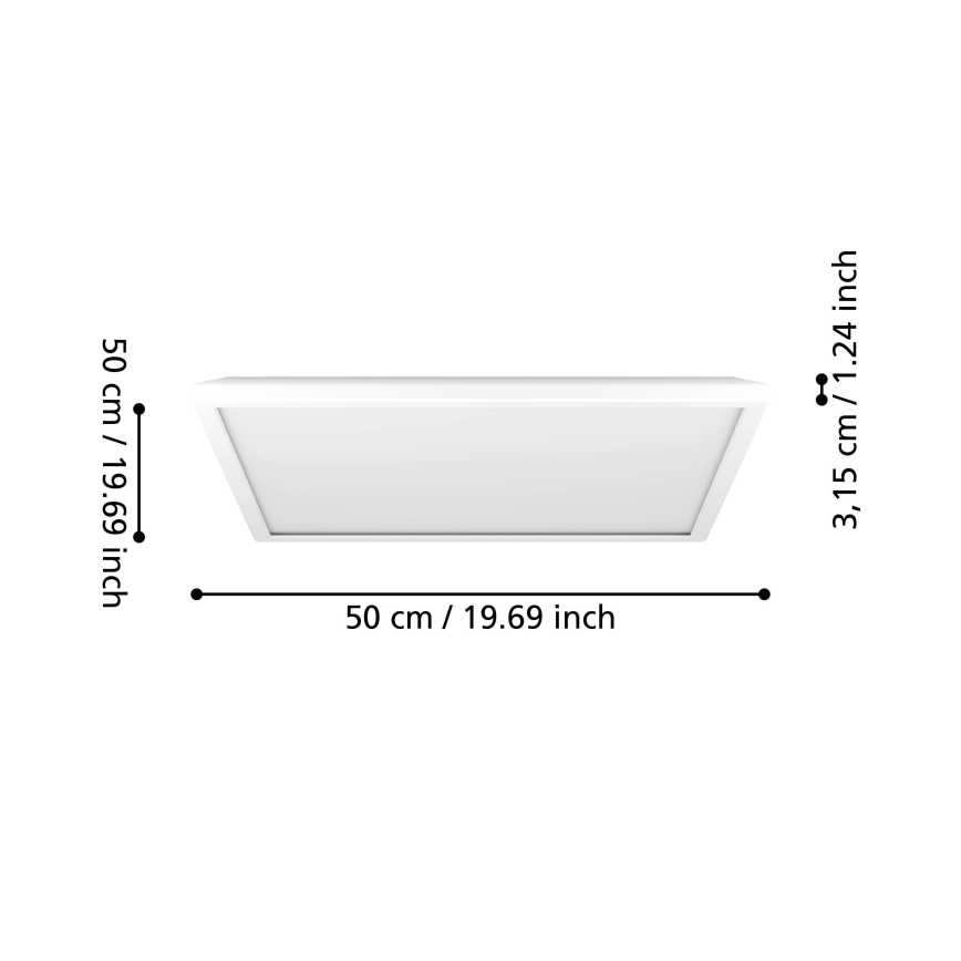 Eglo - LED Kopalniška zatemnitvena stropna svetilka LED/17W/230V 2700-6500K 50x50 cm IP44 bela + Daljinski upravljalnik